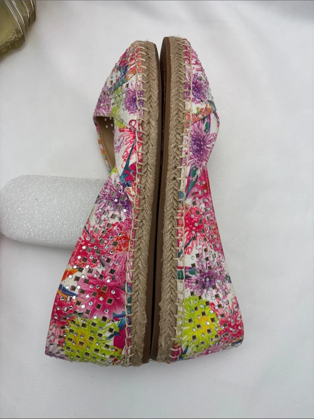 Gianni Bini Multicolor Floral‎ Rhinestone Espadrille Flats Women’s 8 #347